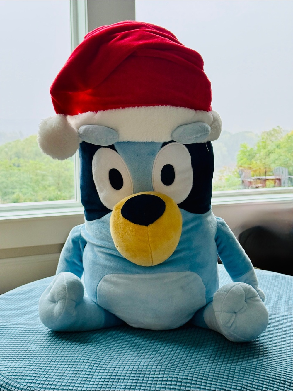 CHRISTMAS LARGE Bluey Plush Toy with Santa Hat. Great WOW gift!